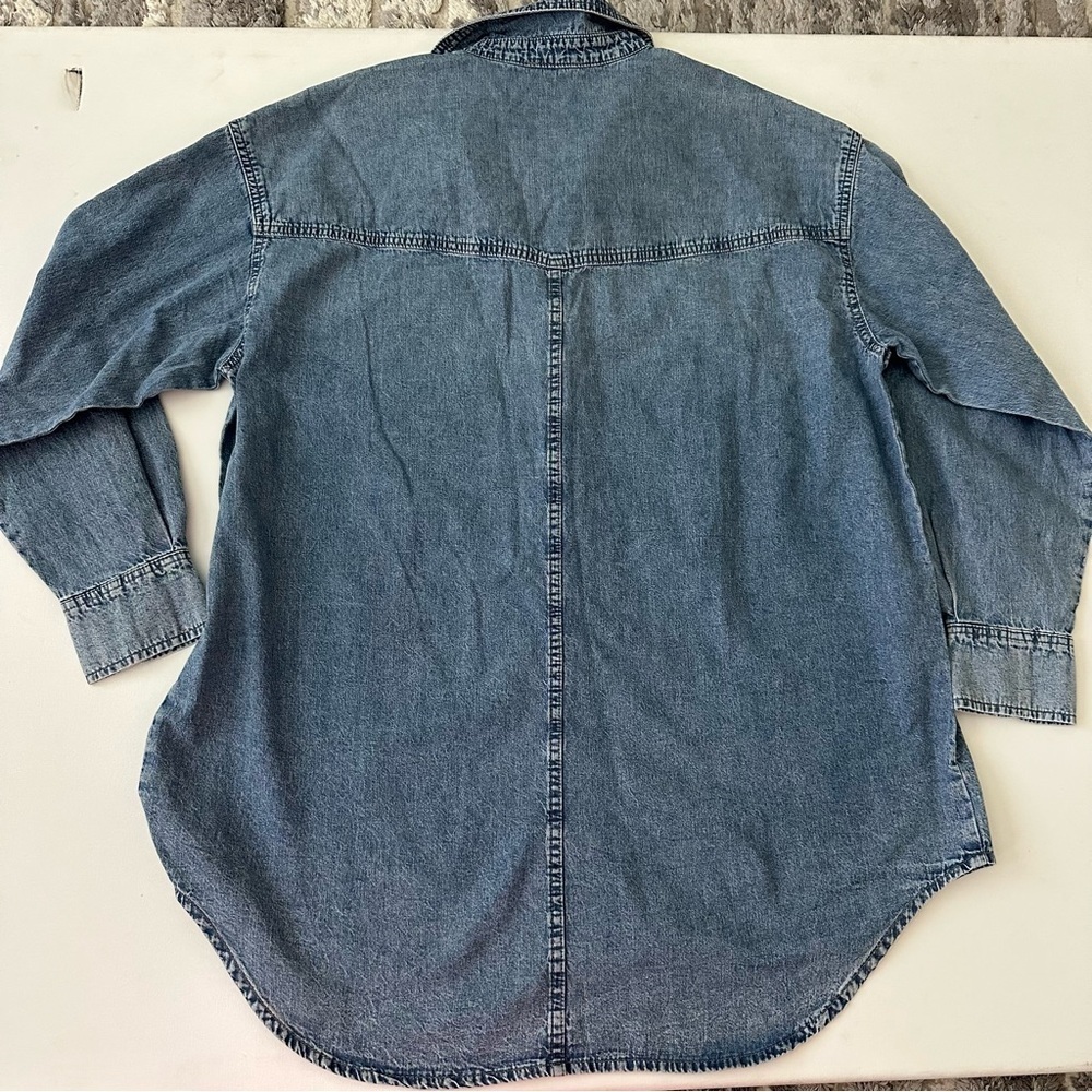Jessica Simpson Blue Denim Button-Up Shirt Size L - Picture 8 of 14
